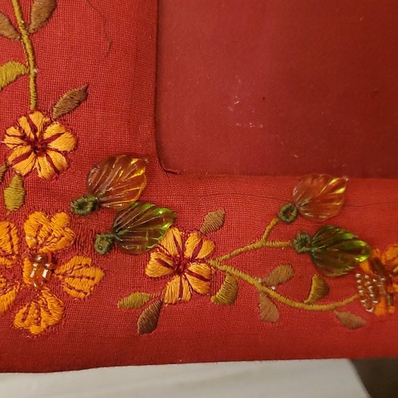 Burnt Orange Embroidered Photo Frame - Picture 2 of 2